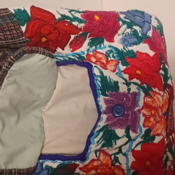 Embroidered Hobo Bag Crossbody Floral and Plaid BOHO Bohemian - Picture 6 of 7